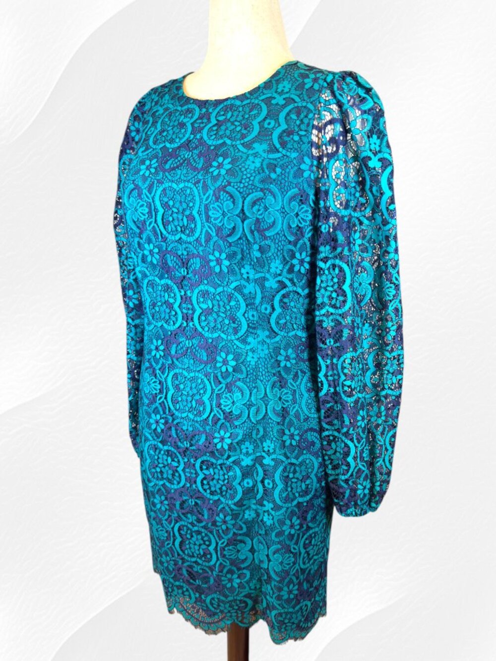 Lilly Pulitzer Georgi Lace Shift Dress Size 12 Valencia Teal Navy Carnival Lace - Picture 3 of 10